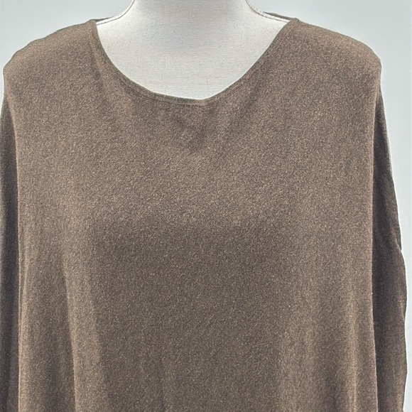 Minnie Rose Fringed Cotton Hankie Poncho in Chocolate Brown - One Size - Picture 3 of 6